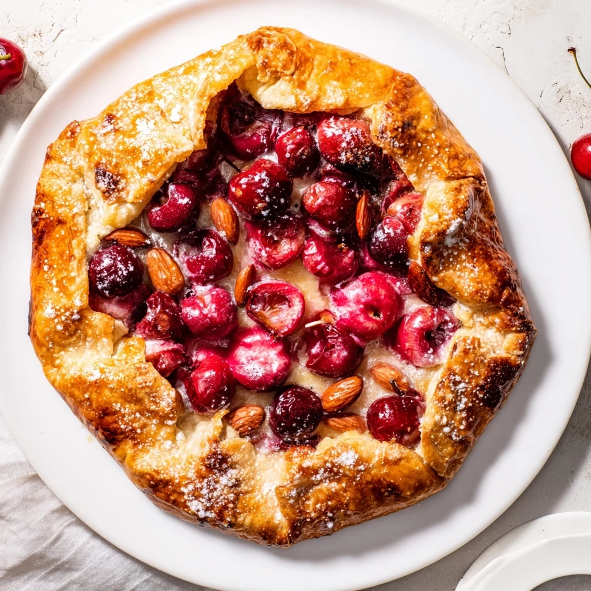Rustic Cherry Vanilla Almond Galette