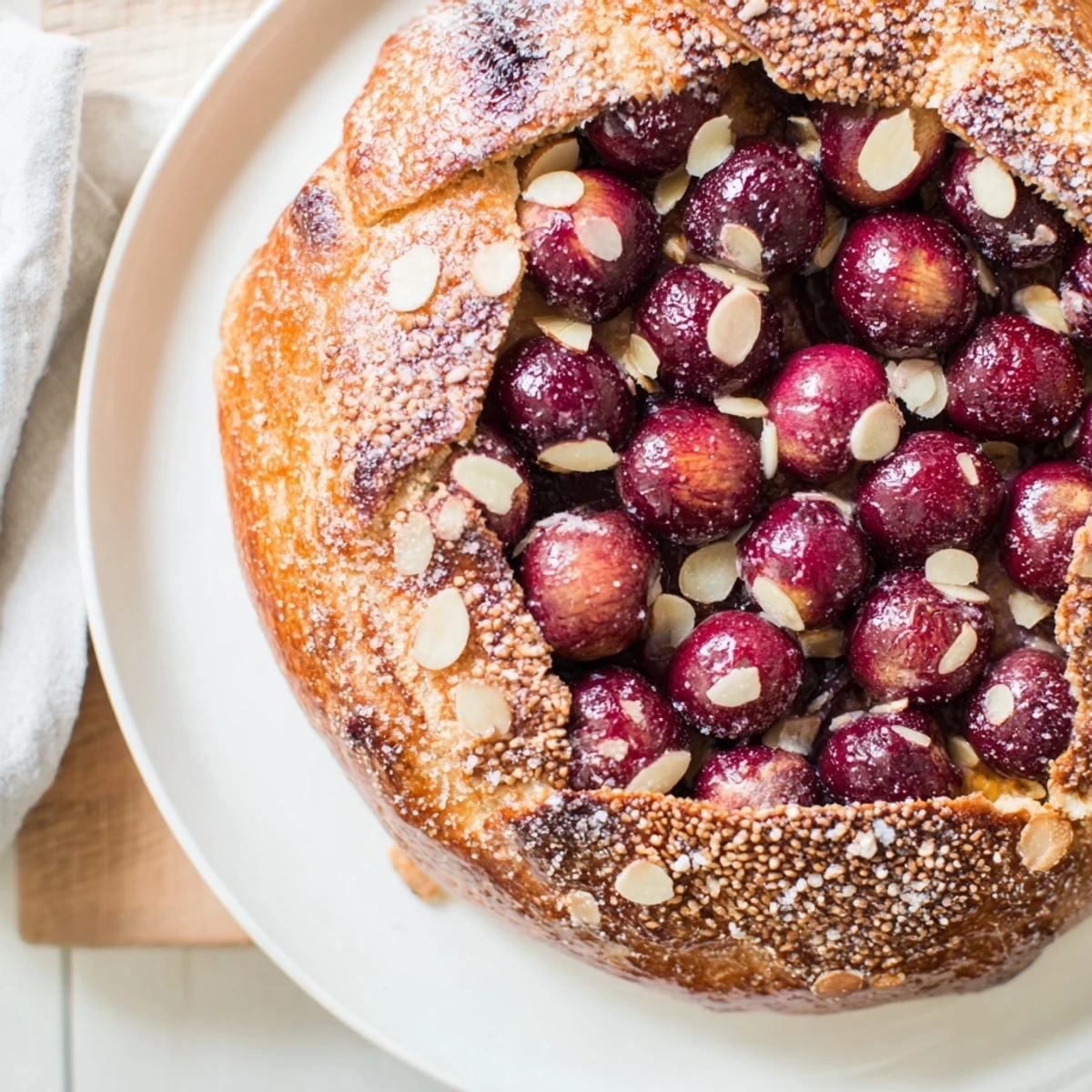 Golden, flaky crust encases sweet cherries in this warm Rustic Cherry and Vanilla Almond Galette.