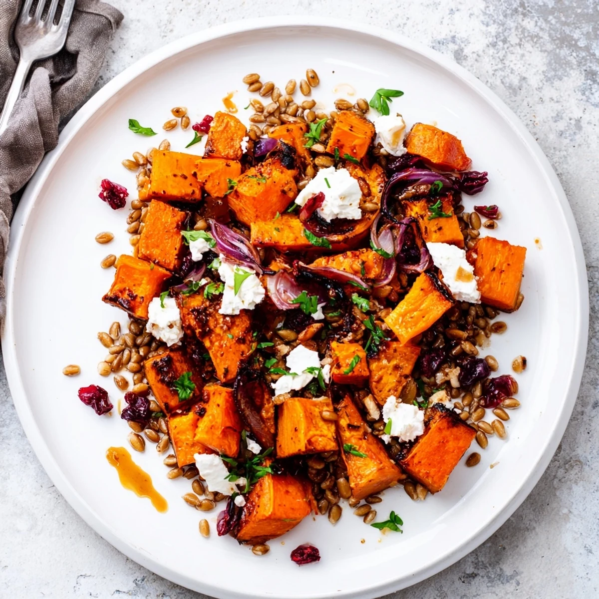 Steaming Harvest Grain Bowl featuring golden roasted pumpkin, vibrant kale, and toasted pumpkin seeds, ready to eat.