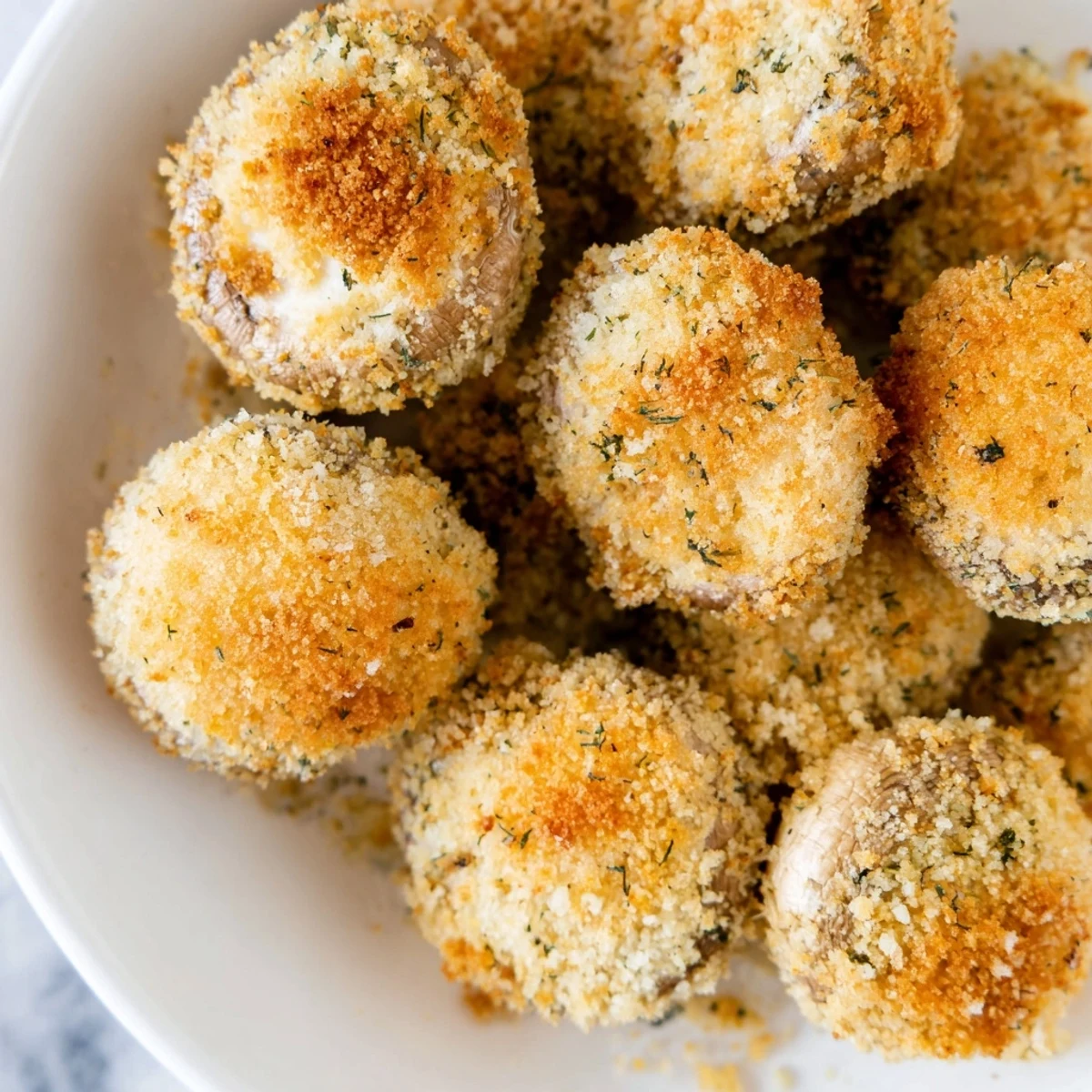 Golden, crispy Ranch-Seasoned Crispy Mushrooms fresh from the oven, ready for dipping and enjoying.