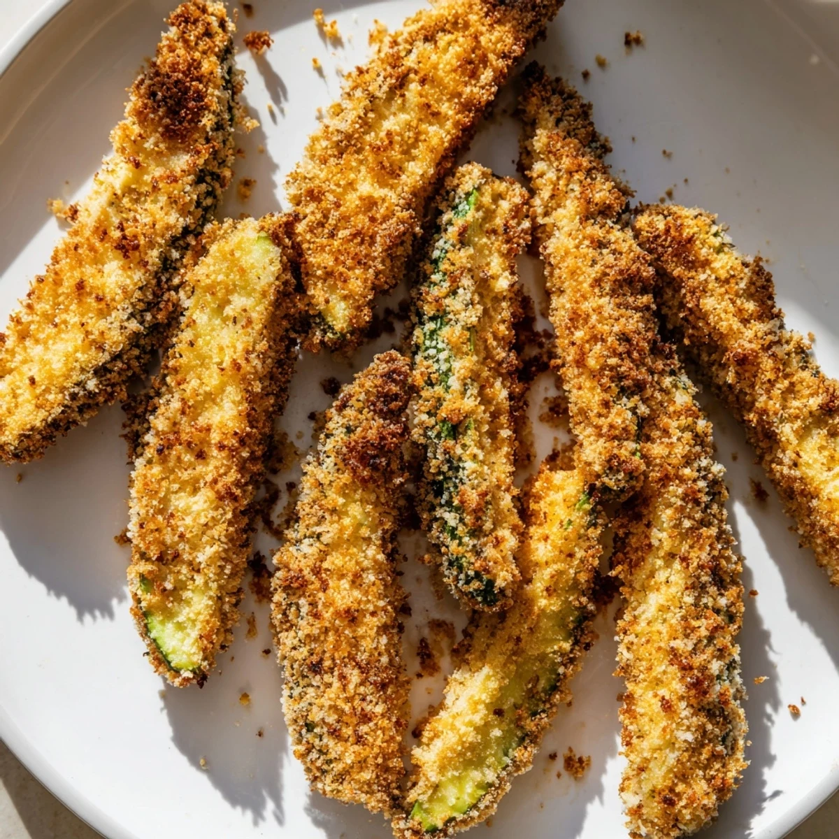 Close-up of golden Crispy Baked Avocado Fries, showing their satisfying crunch and creamy avocado filling.