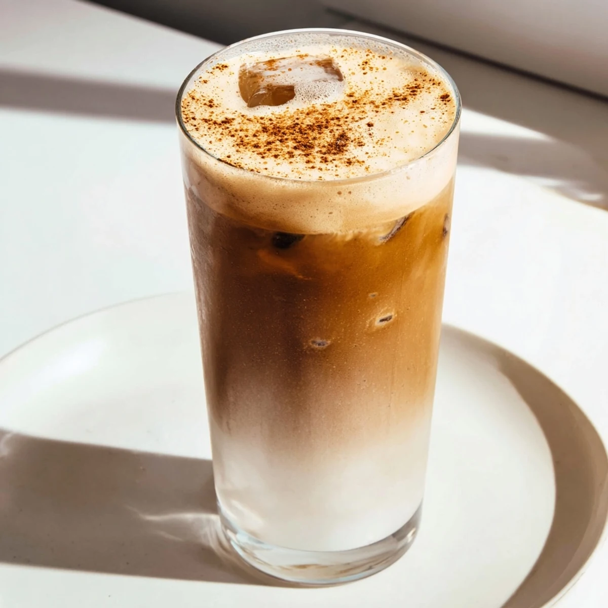 Enjoy a homemade Iced Brown Sugar Oat Latte, the perfect sweet and cold coffee treat.