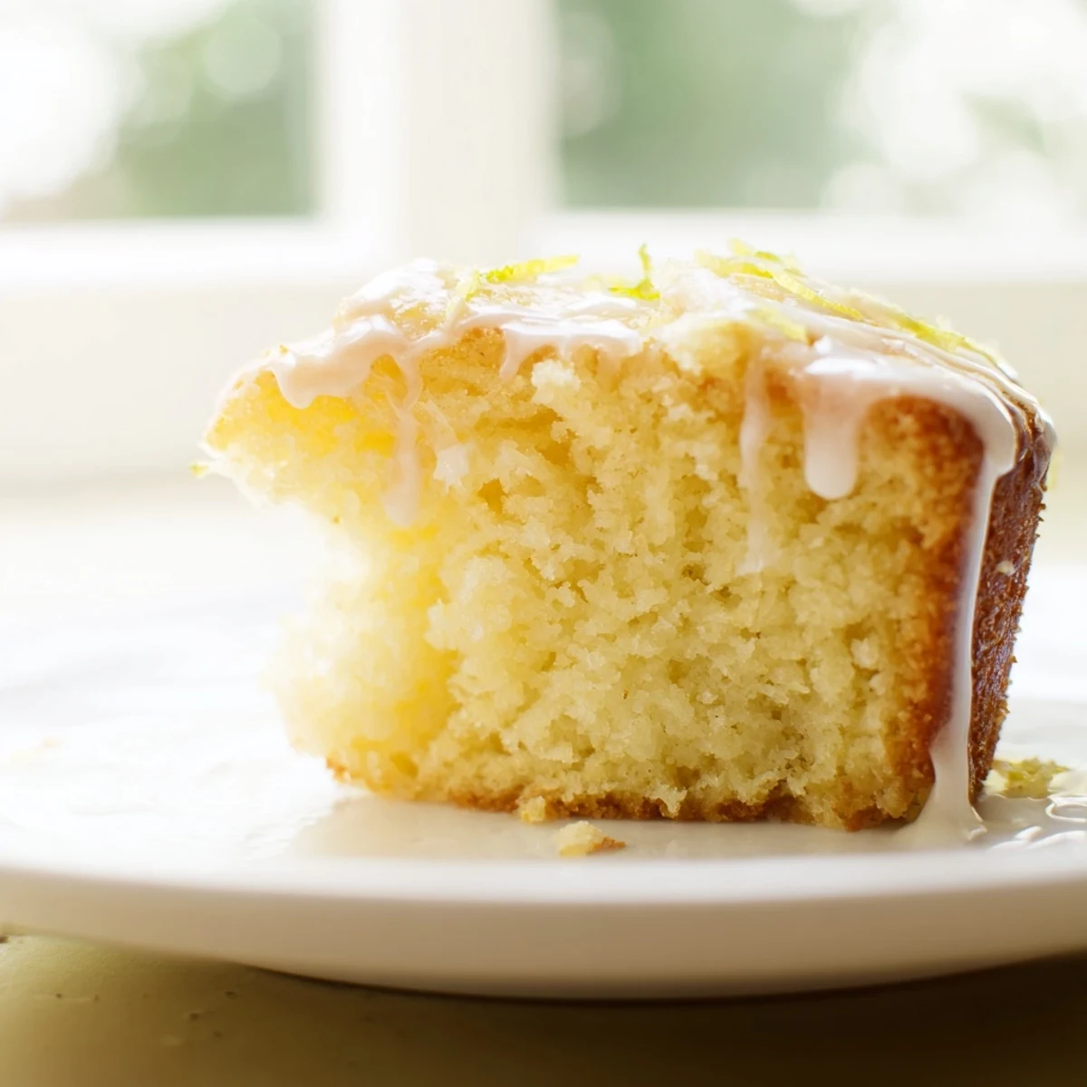 Golden, baked Lemon Yogurt Cake, emanating a sweet lemon aroma, perfect for dessert tonight.