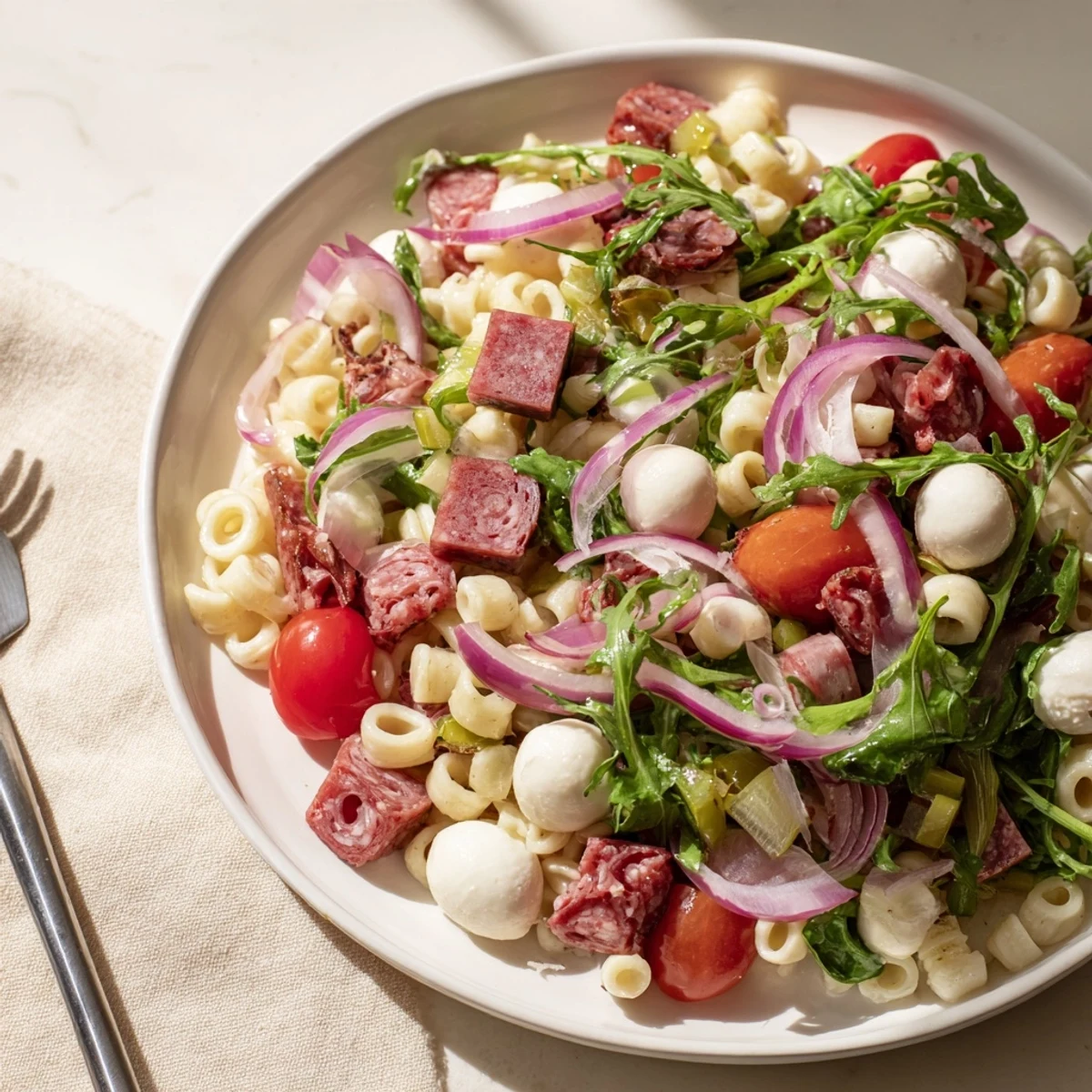 Perfect for spring gatherings, this pasta salad is loaded with colorful ingredients and served chilled or at room temperature for easy entertaining.