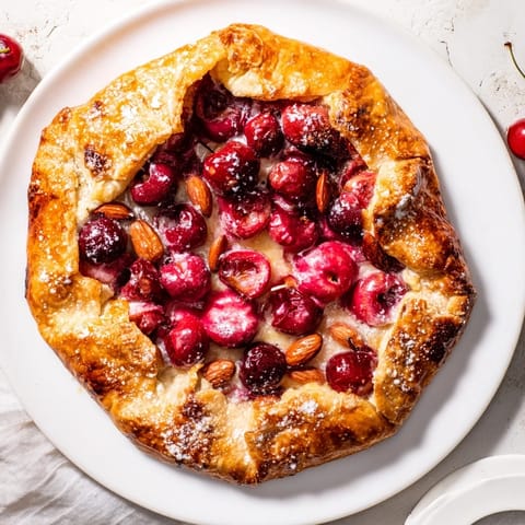 Rustic Cherry Vanilla Almond Galette