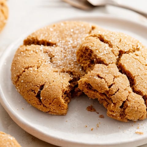 Chewy Soft-Baked Ginger and Molasses Cookies with a dark, glistening glaze, perfect for dessert tonight.