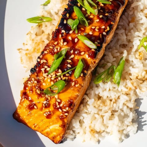 Sticky Orange Salmon Rice