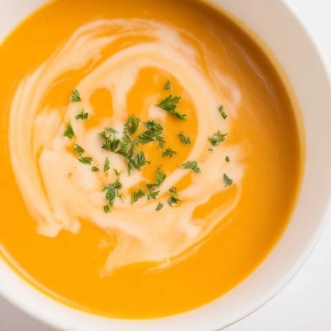 Roasted carrots and ginger blend into a velvety Carrot-Based Creamy Soup, perfect with crusty bread on the side.  
