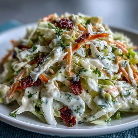 Finely shredded green and red cabbage mixed with crisp carrots in the Best Cabbage Coleslaw, ready for a summer picnic.  