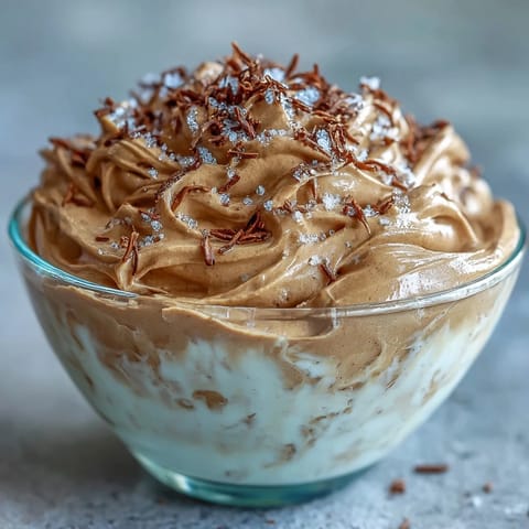 Silky Hojicha Mousse topped with cocoa nibs, showcasing an airy texture perfect for elegant dinner party servings.