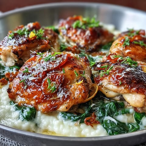 Golden chicken and orzo simmered in lemon-garlic broth, tossed with wilted spinach for a comforting spring meal.  
