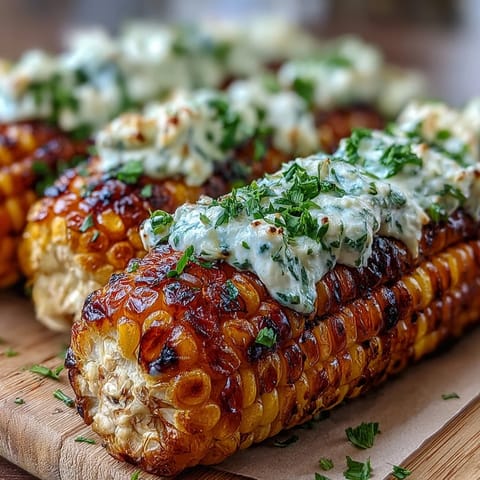 Juicy grilled corn in foil, slathered with fragrant herb butter, perfect for summer BBQs.  