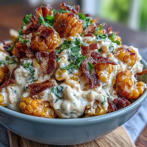 Creamy elote dip with charred corn, cotija cheese, and lime served with crispy tortilla chips for a zesty appetizer.