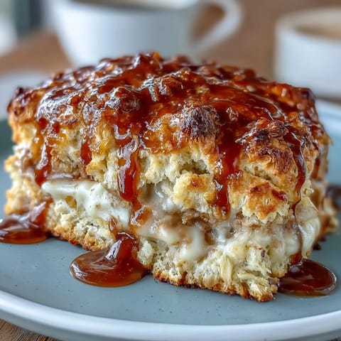 Warm, honey-kissed scones dotted with delicate dandelion petals, served with a generous dollop of clotted cream for a spring brunch treat.