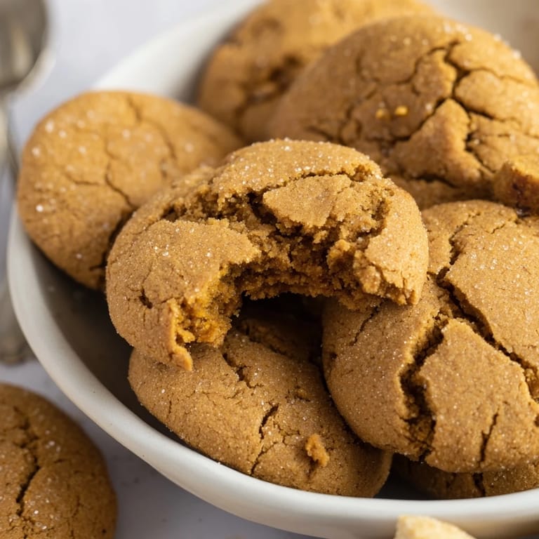 A plate piled high with fragrant Soft-Baked Ginger and Molasses Cookies ready for tea time or a quick snack.