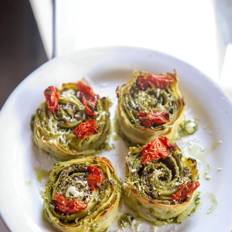 Beautifully swirled Savory Sun-Dried Tomato and Pesto Palmiers, offering a burst of savory flavor in every bite.