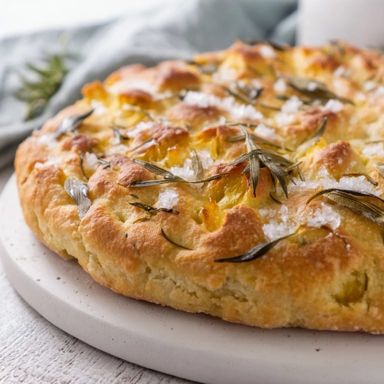 Imagine the Simple Homemade Focaccia: bubbly, dimpled top sprinkled with sea salt, ready to eat.