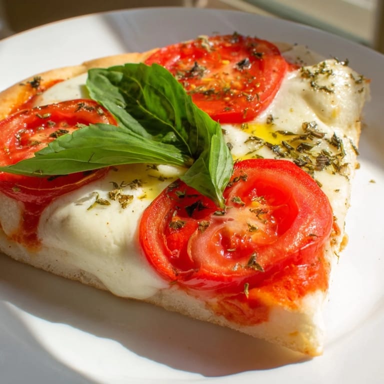 Golden-crusted Quick Margherita Naan Pizza: a close-up shows bubbling cheese and vibrant tomato slices.
