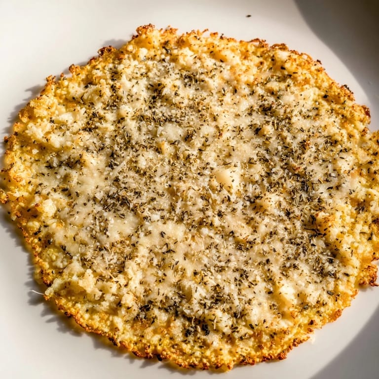Crispy cauliflower pizza crust, served hot, ideal for gluten-free and keto-friendly eating plans.