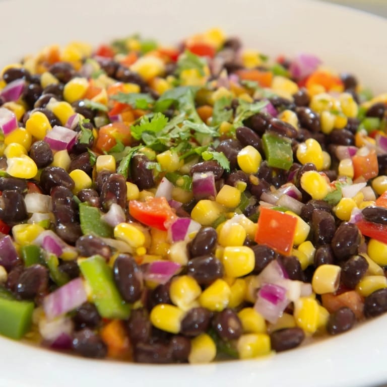 Freshly made Cowboy Caviar Salad, a delicious vegan Southwestern dish ready to serve.