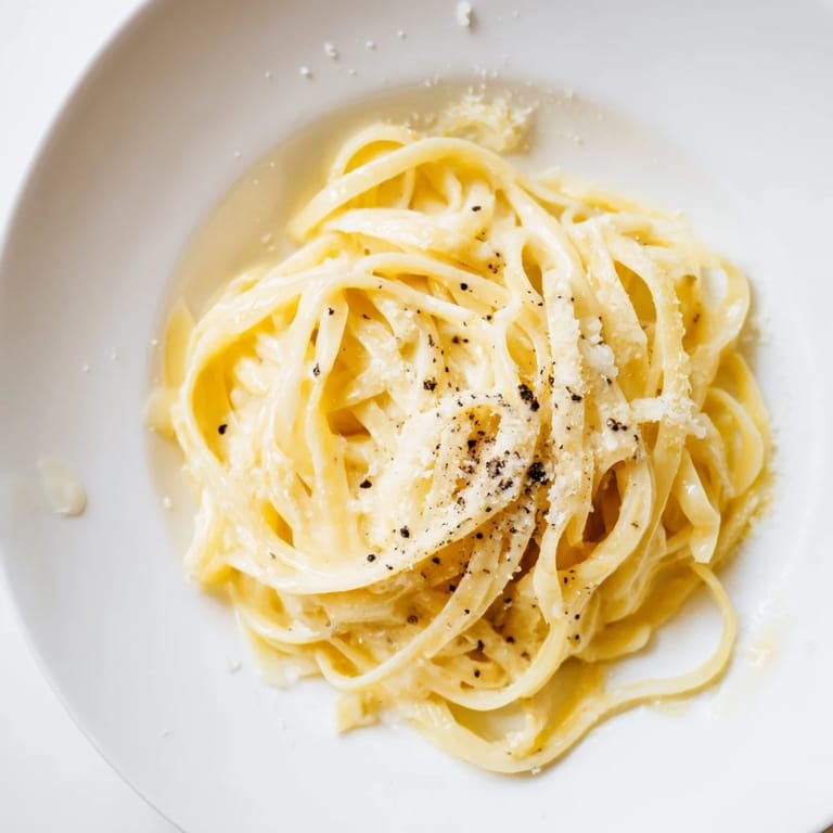 Delicious, creamy Lazy Girl Three-Ingredient Pasta, easily made with butter, cheese, and pasta water.