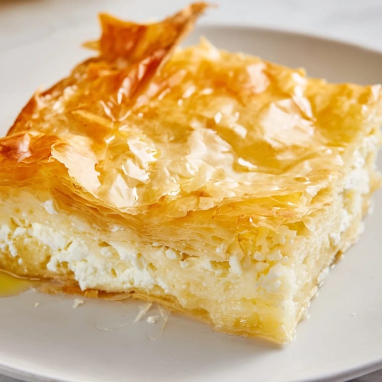 Perfectly baked Bulgarian banitsa, a flaky, golden-crusted pastry ideal for brunch or breakfast.