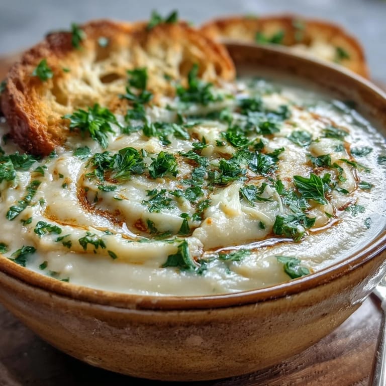 White Bean and Parmesan Soup simmering in a pot with steam and chopped vegetables visible.
