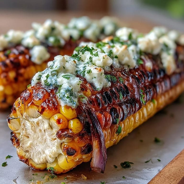 Golden corn on the cob, steamed in foil and topped with herb butter, garlic, and a hint of thyme.