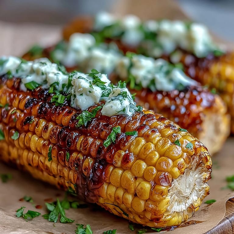 Sweet corn grilled to tender perfection, wrapped in foil with savory herb butter and fresh chives.  