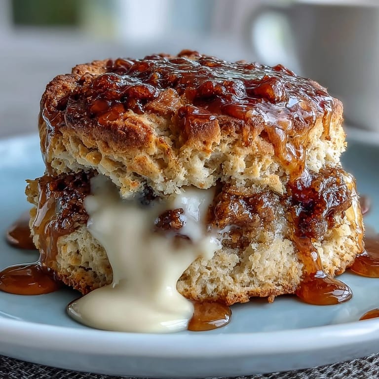 Golden scones infused with floral dandelion petals and drizzled with honey, offering a tender bite perfect for an elegant morning spread.